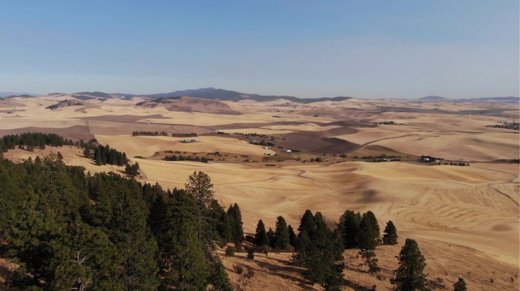 Bird's eye view of the landscape in eastern Washington.