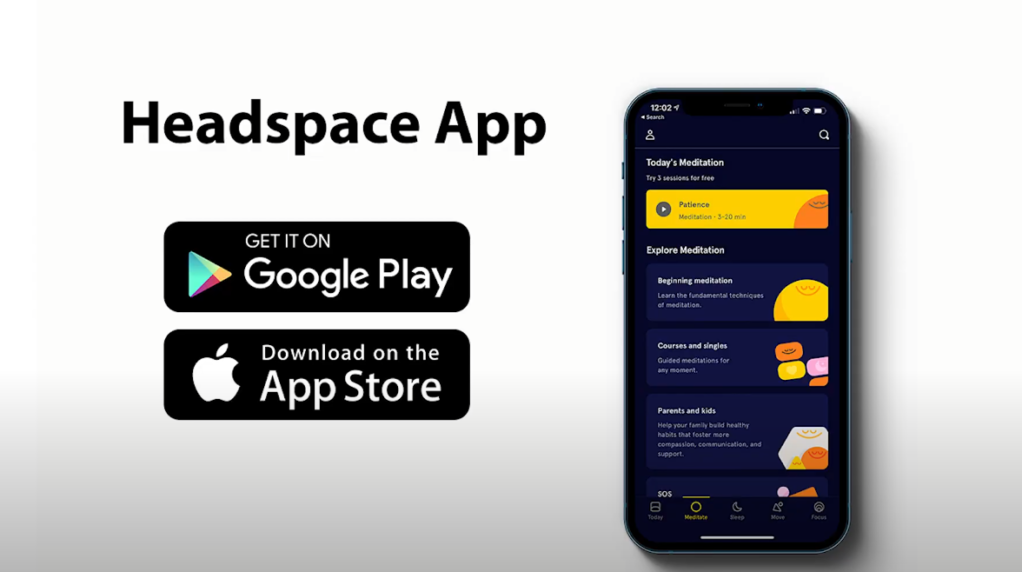 A mobile device displaying the Headspace application.