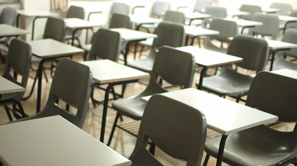 An empty classroom.