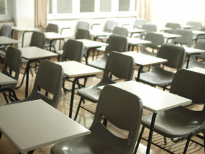 An empty classroom.